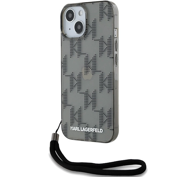 Apple iPhone 13 Pro Max 6.7'' Karl Lagerfeld IML Mono KL Pattern & Cord Cover Case, Black