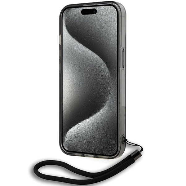 Karl Lagerfeld iPhone 15 / 14 / 13 Case IML Mono KL Pattern & Cord, Black