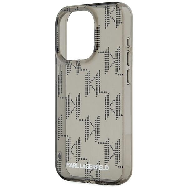 Karl Lagerfeld iPhone 15 Pro Max Case IML Mono KL Pattern & Cord, Black