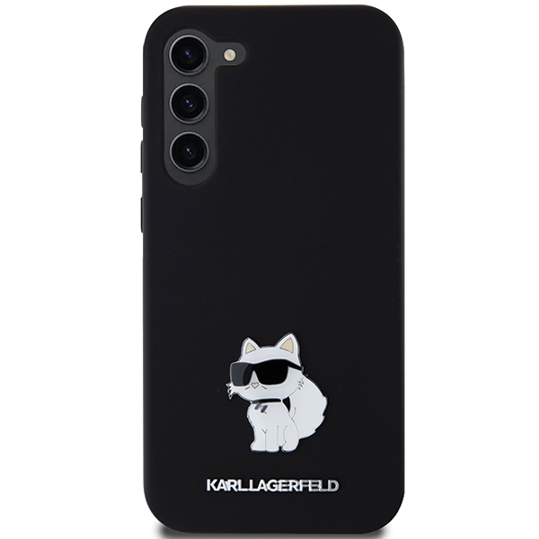 Karl Lagerfeld Samsung Galaxy S24+ Case Silicone Choupette Metal Pin, Black