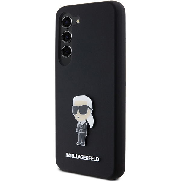 Karl Lagerfeld Samsung Galaxy S24+ vāciņš Silicone Ikonik Metal Pin, melns