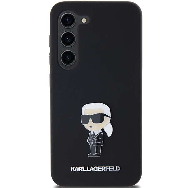 Karl Lagerfeld Samsung Galaxy S24+ vāciņš Silicone Ikonik Metal Pin, melns