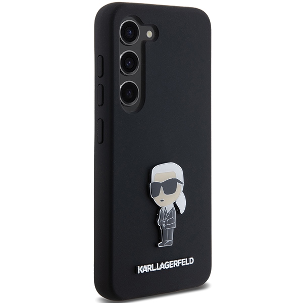Karl Lagerfeld Samsung Galaxy S24+ vāciņš Silicone Ikonik Metal Pin, melns