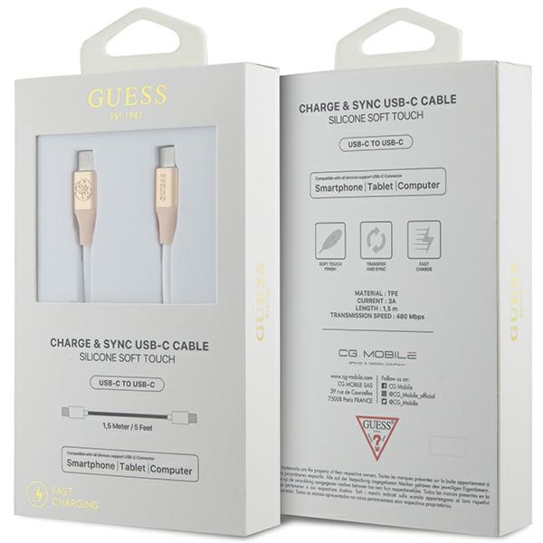 Guess Embossed Logo USB-C / USB-C Cable 1.5m, Gold