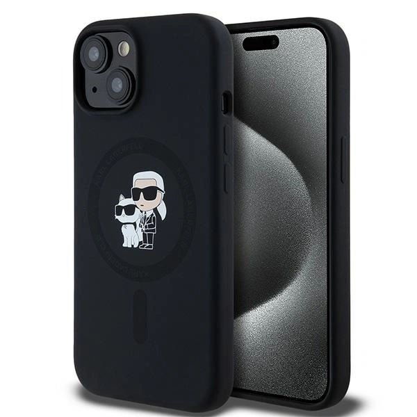 Apple iPhone 15 6.1'' Karl Lagerfeld Karl & Choupette Glitter MagSafe Cover Case, Black | Telefona Vāciņš Maciņš...