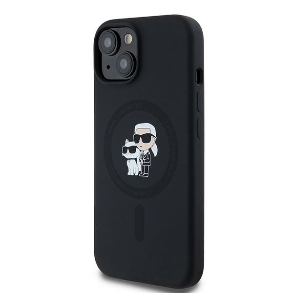 Apple iPhone 15 6.1\'\' Karl Lagerfeld Karl & Choupette Glitter MagSafe Cover Case, Black | Чехол Кейс...