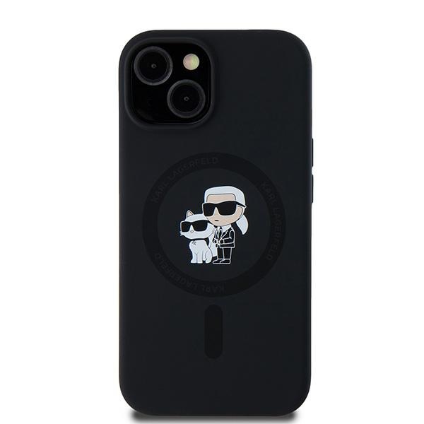 Apple iPhone 15 6.1\'\' Karl Lagerfeld Karl & Choupette Glitter MagSafe Cover Case, Black | Чехол Кейс...