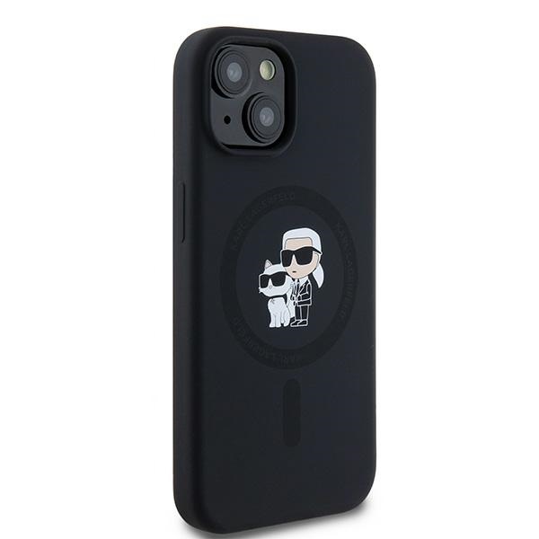 Apple iPhone 15 6.1\'\' Karl Lagerfeld Karl & Choupette Glitter MagSafe Cover Case, Black | Чехол Кейс...
