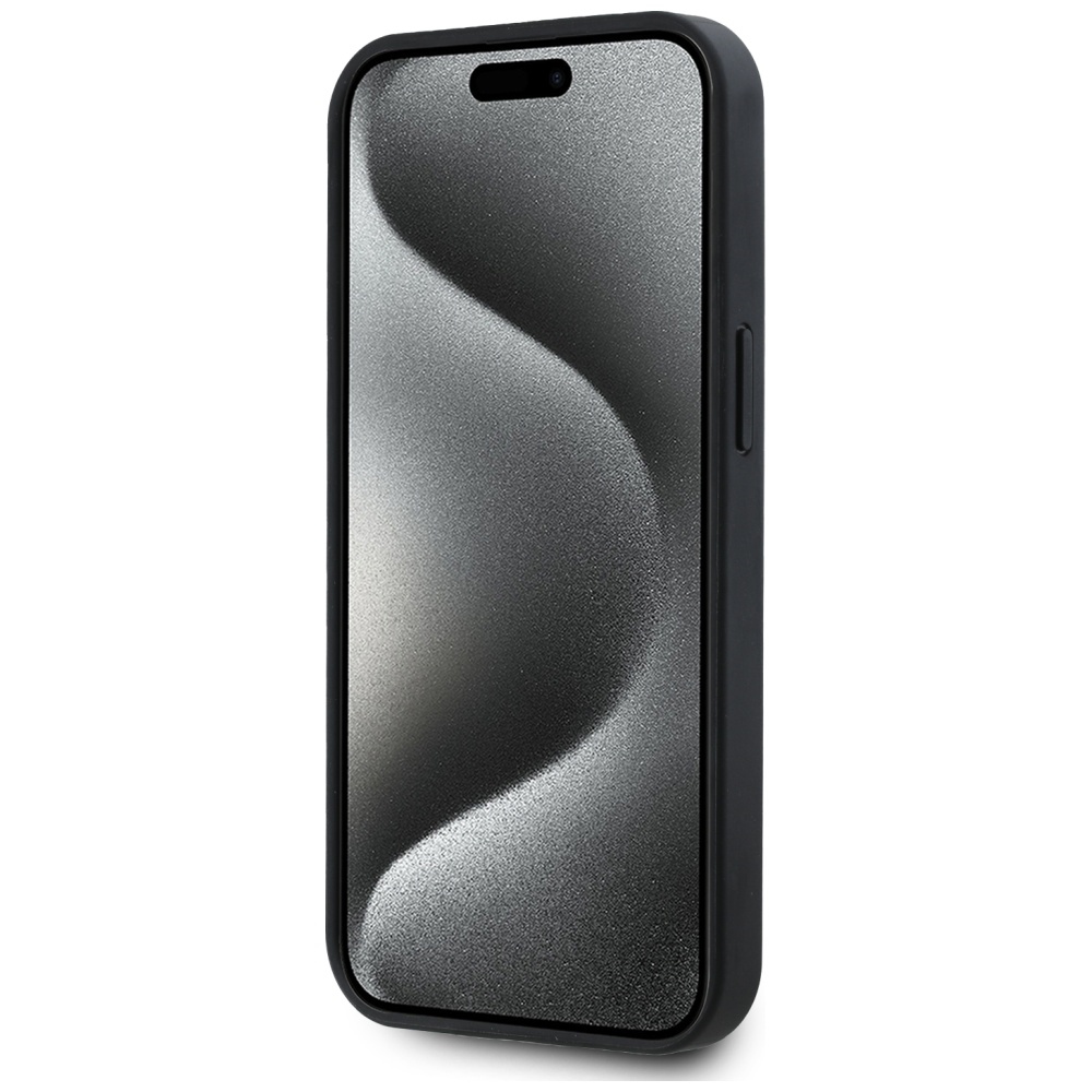 Apple iPhone 15 6.1\'\' Karl Lagerfeld Leather Monogram Metal Logo Cover Case, Black | Чехол Кейс Бампер...