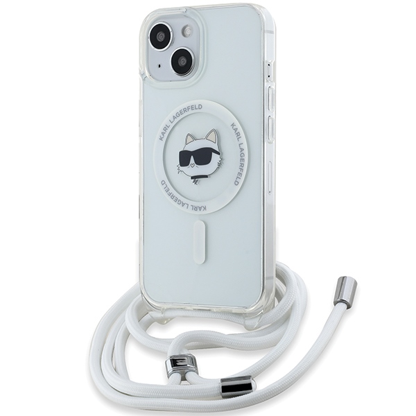 Karl Lagerfeld iPhone 14 / 13 / 15 Case IML Choupette Head & Cord MagSafe, Transparent