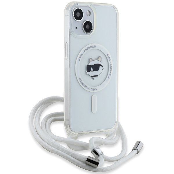 Karl Lagerfeld iPhone 14 / 13 / 15 Case IML Choupette Head & Cord MagSafe, Transparent