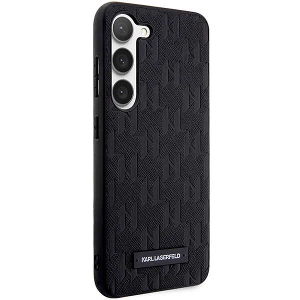 Karl Lagerfeld Samsung Galaxy S24+ vāciņš Saffiano Mono Metal Logo, melns
