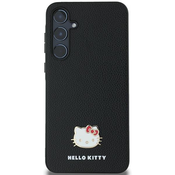 Hello Kitty Samsung Galaxy A55 vāciņš Metal Logo Kitty Head, melns