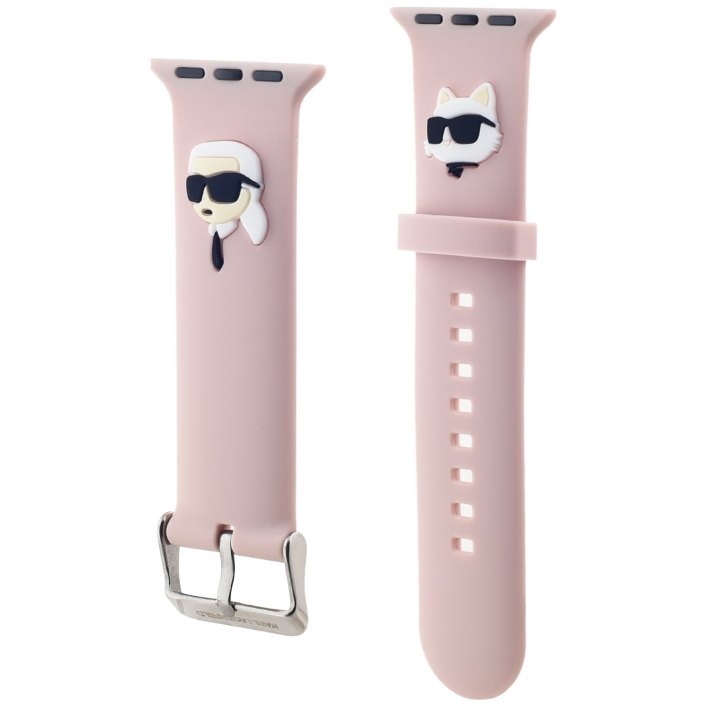 Ремешок Karl Lagerfeld для Apple Watch 38/40/41mm 3D Rubber Karl&Choupette, розовый