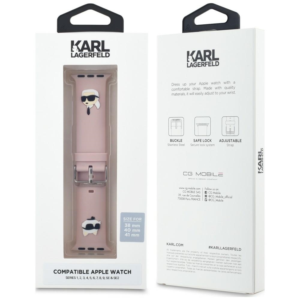 Ремешок Karl Lagerfeld для Apple Watch 38/40/41mm 3D Rubber Karl&Choupette, розовый