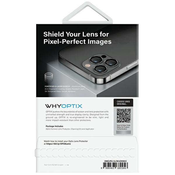 Uniq Optix Glass Aluminum Camera Lens Protector for iPhone 14 / 14 Plus Camera Lens with Applicator - Black