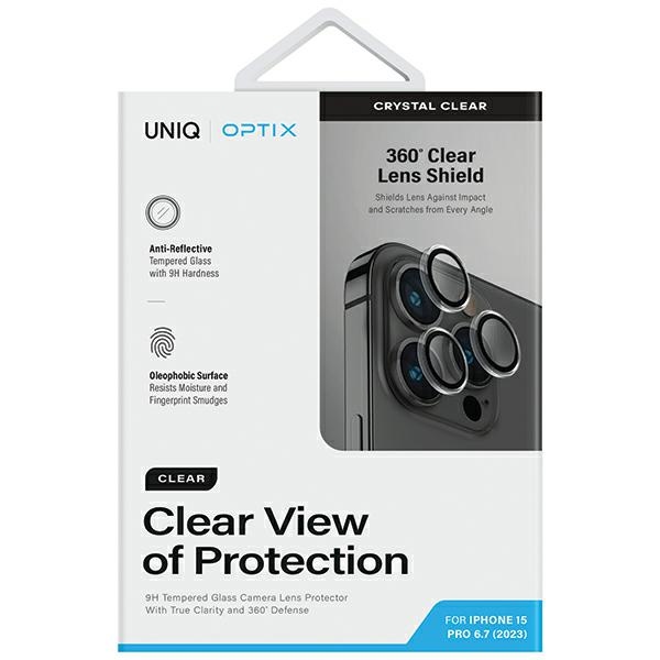 Uniq Optix Clear Camera Lens Protector for iPhone 15 Pro Max camera lens with applicator - transparent
