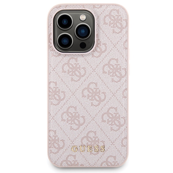 Apple iPhone 14 Pro 6.1\'\' Guess 4G Metal Logo + 5000mAh MagSafe Power Bank Case Cover, Pink