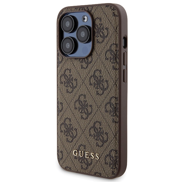 Apple iPhone 15 Pro Max 6.7\'\' Guess 4G Metal Logo + 5000mAh MagSafe Power Bank Case Cover, Brown
