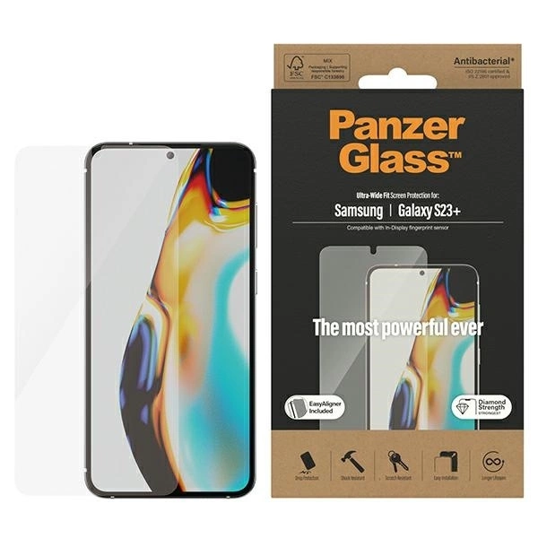 PanzerGlass Ultra-Wide Fit rūdīts stikls ar aplikatoru priekš Samsung Galaxy S23+ | tempered glass with applicator...