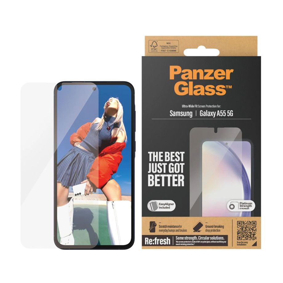 PanzerGlass Ultra-Wide Fit Tempered Glass for Samsung Galaxy A55 5G (7358)