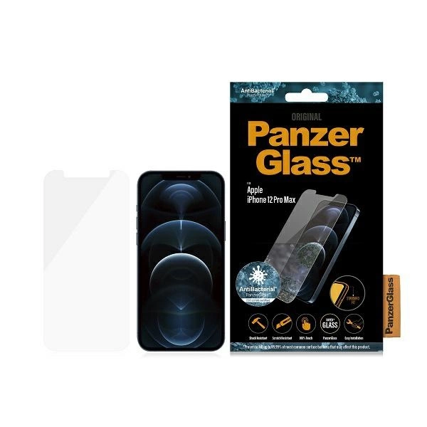PanzerGlass Standard Super+ antibakteriāls rūdīts stikls iPhone 12 Pro Max | antibacterial tempered glass for