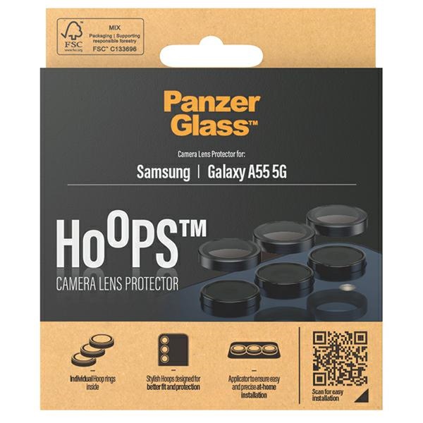 Защита камеры PanzerGlass Hoops для Samsung Galaxy A55 5G - с черной рамкой