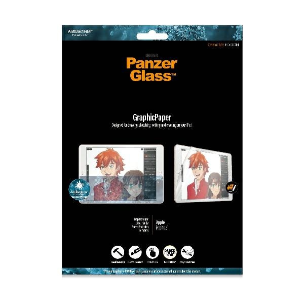 Antibacterial PanzerGlass GraphicPaper foil with a glare filter for iPad 10.2"