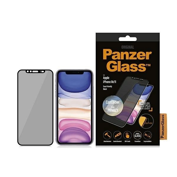 PanzerGlass E2E Super+ aizsargstikls ar kameras vāciņu iPhone XR / 11 - melnu rāmi | privacy tempered glass with...