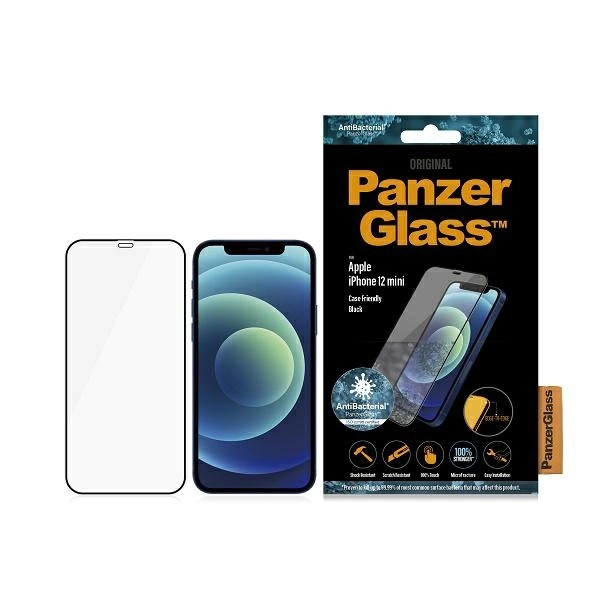 Apple iPhone 12 mini 5.4'' PanzerGlass E2E Super+ Microfracture Antibacterial Tempered Glass, Black