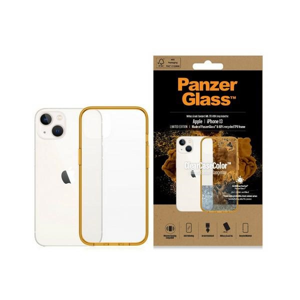 Apple iPhone 13 6.1'' PanzerGlass ClearCase Antibacterial Military Grade Certified Case Cover, Transparent and Yellow