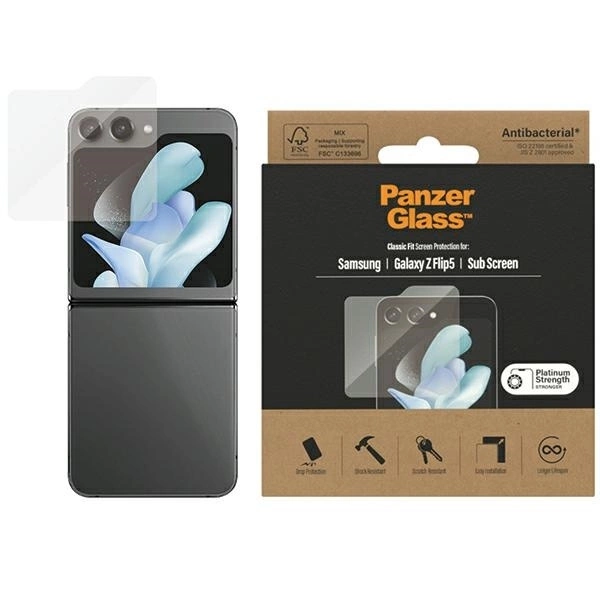 PanzerGlass Classic Fit antibakteriāls stikls priekš Samsung Galaxy Z Flip 5 | antibacterial glass for