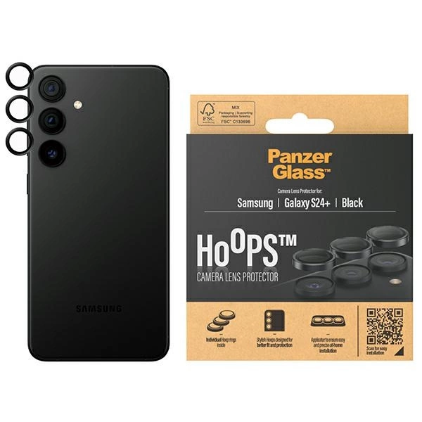 PanzerGlass Hoops Aizsardzība kamerai priekš Samsung Galaxy S24+ - ar melnu rāmi | Camera protection for with black...