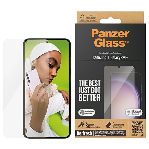 PanzerGlass Ultra-Wide Fit rūdīts stikls ar aplikatoru priekš Samsung Galaxy S24+ | tempered glass with applicator...
