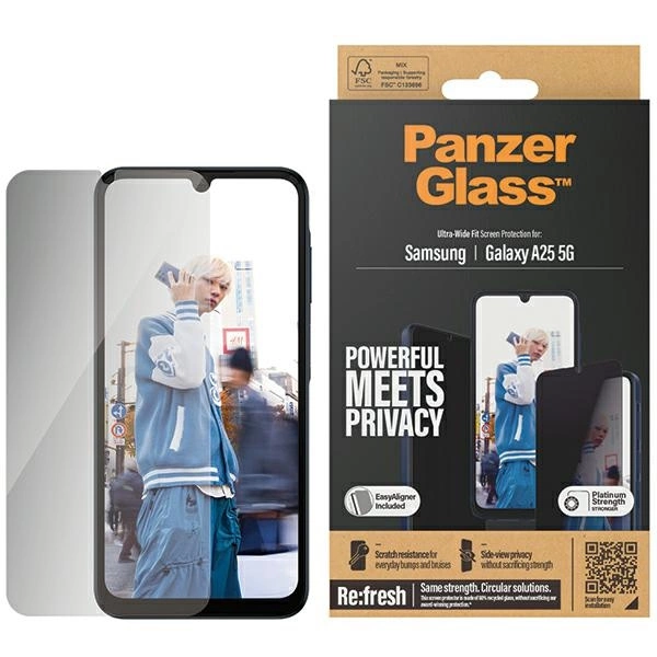 PanzerGlass Ultra-Wide Fit rūdīts stikls ar pozicionētāju priekš Samsung Galaxy A25 5G | Tempered Glass