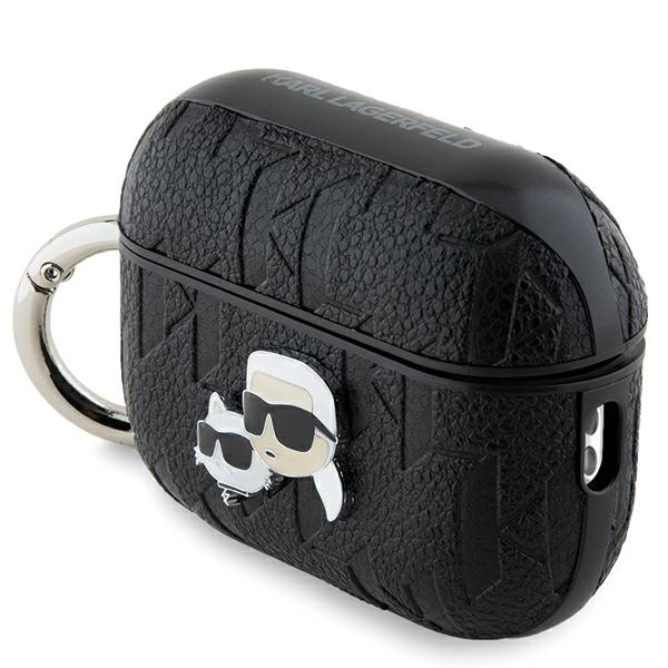 Karl Lagerfeld AirPods Pro 2 Case Monogram Karl & Choupette Head, Black