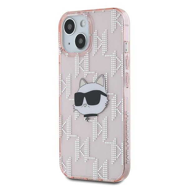 Karl Lagerfeld iPhone 14 / 15 / 13 Case IML Choupette Head & Monogram, Pink