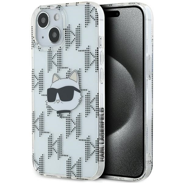 Apple iPhone 15 6.1'' Karl Lagerfeld IML Choupette Head Monogram Cover Case, Transparent
