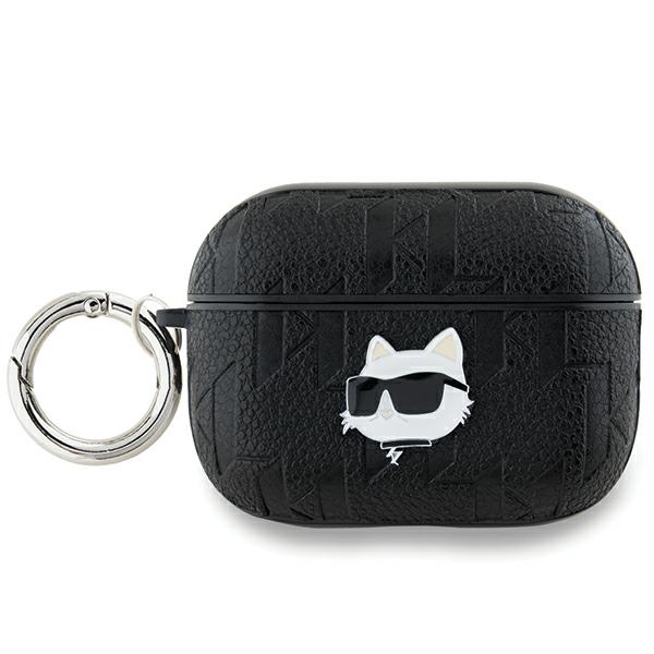 Karl Lagerfeld AirPods Pro 2 maciņš Monogram Choupette Head, melns