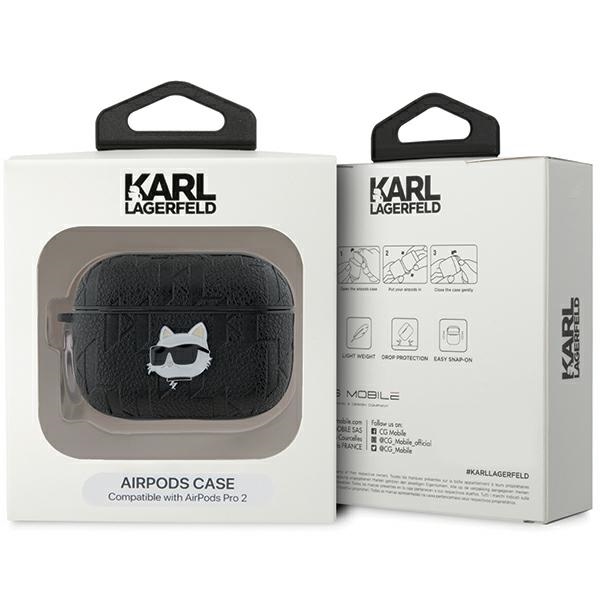 Karl Lagerfeld AirPods Pro 2 Case Monogram Choupette Head, Black