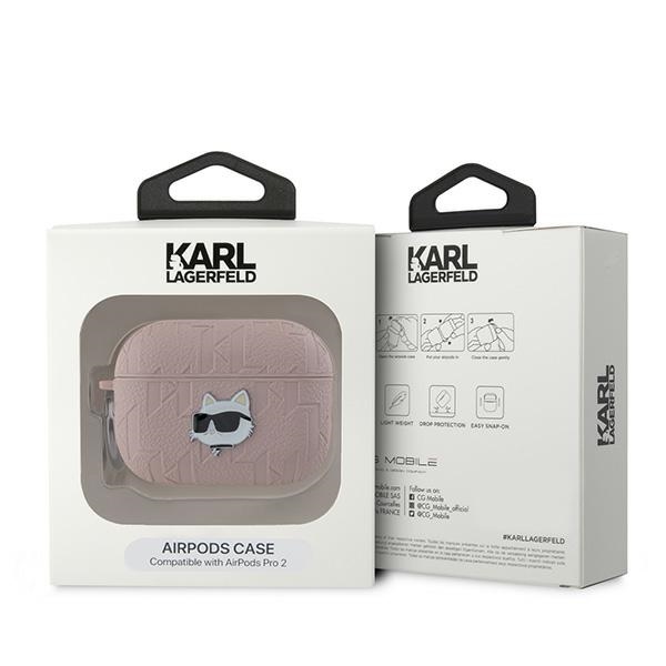 Karl Lagerfeld AirPods Pro 2 Case Monogram Choupette Head, Pink