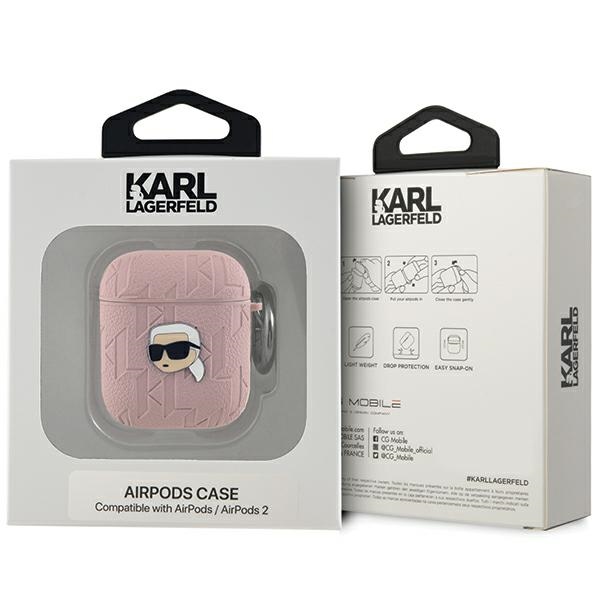 Karl Lagerfeld AirPods 1 / 2 Case Monogram Karl Head, Pink