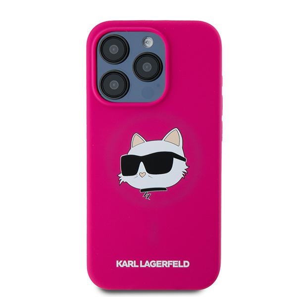 Karl Lagerfeld iPhone 15 Pro Max Case Silicone Choupette Head MagSafe, Pink