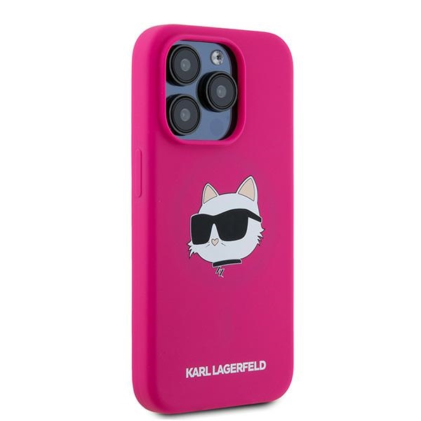 Karl Lagerfeld iPhone 15 Pro Max Case Silicone Choupette Head MagSafe, Pink