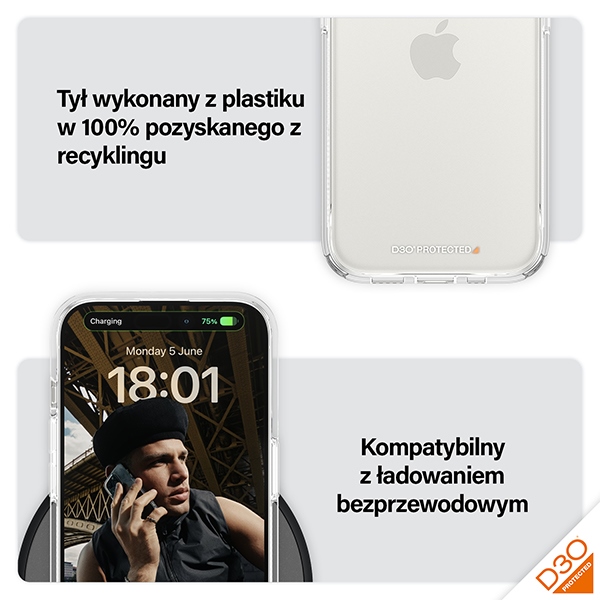 PanzerGlass HardCase with D3O and Military Grade certification for iPhone 15 Pro - transparent