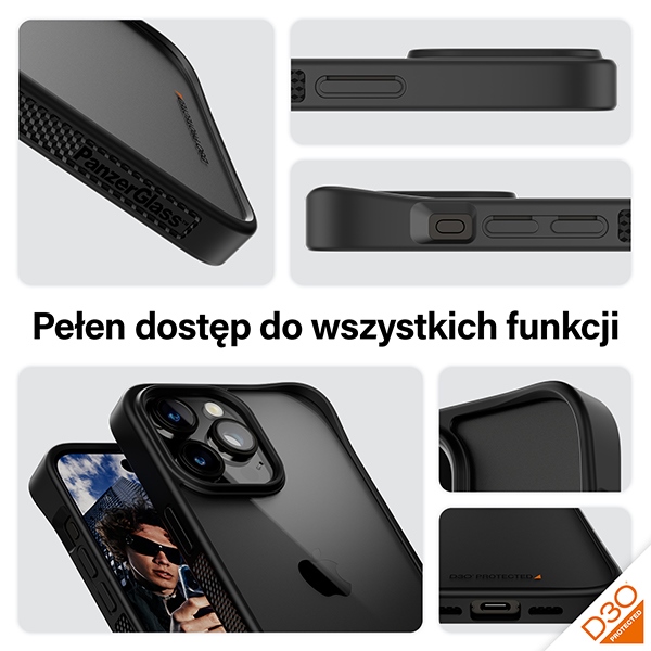 PanzerGlass iPhone 15 Pro Max vāciņš ClearCase, caurspīdīgs/melns