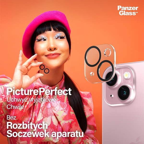 PanzerGlass Picture Perfect camera protection for iPhone 15 / 15 Plus - with black frame