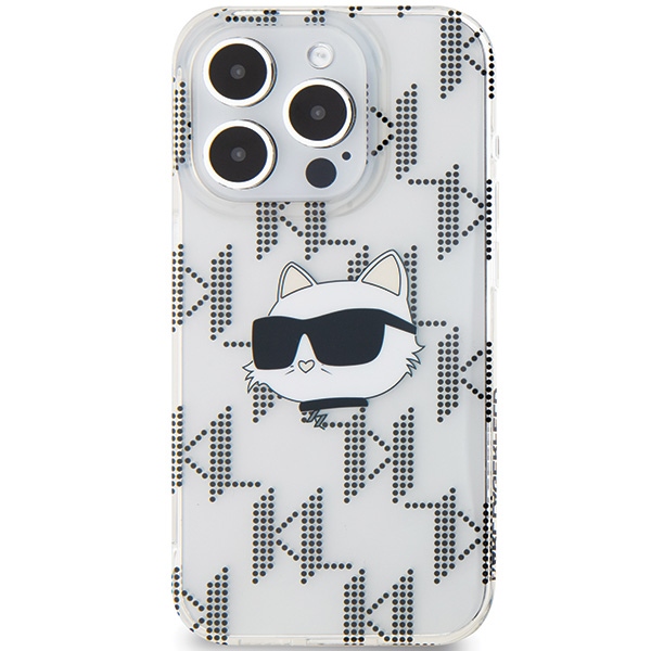 Karl Lagerfeld iPhone 15 Pro Max Case IML Choupette Head & Monogram, Transparent