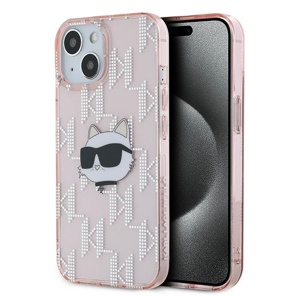 Apple iPhone 13 6.1'' Karl Lagerfeld IML Choupette Head Monogram Cover Case, Pink