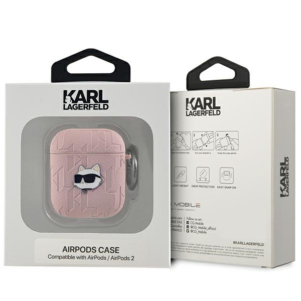 Karl Lagerfeld AirPods 1 / 2 чехол Monogram Choupette Head, розовый